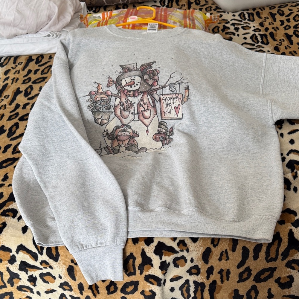 Fruit of the Loom Gray Snowman Crewneck Sweater